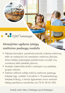 Informacija apie atnaujintą ugdymo įstaigų maiinimo modulių